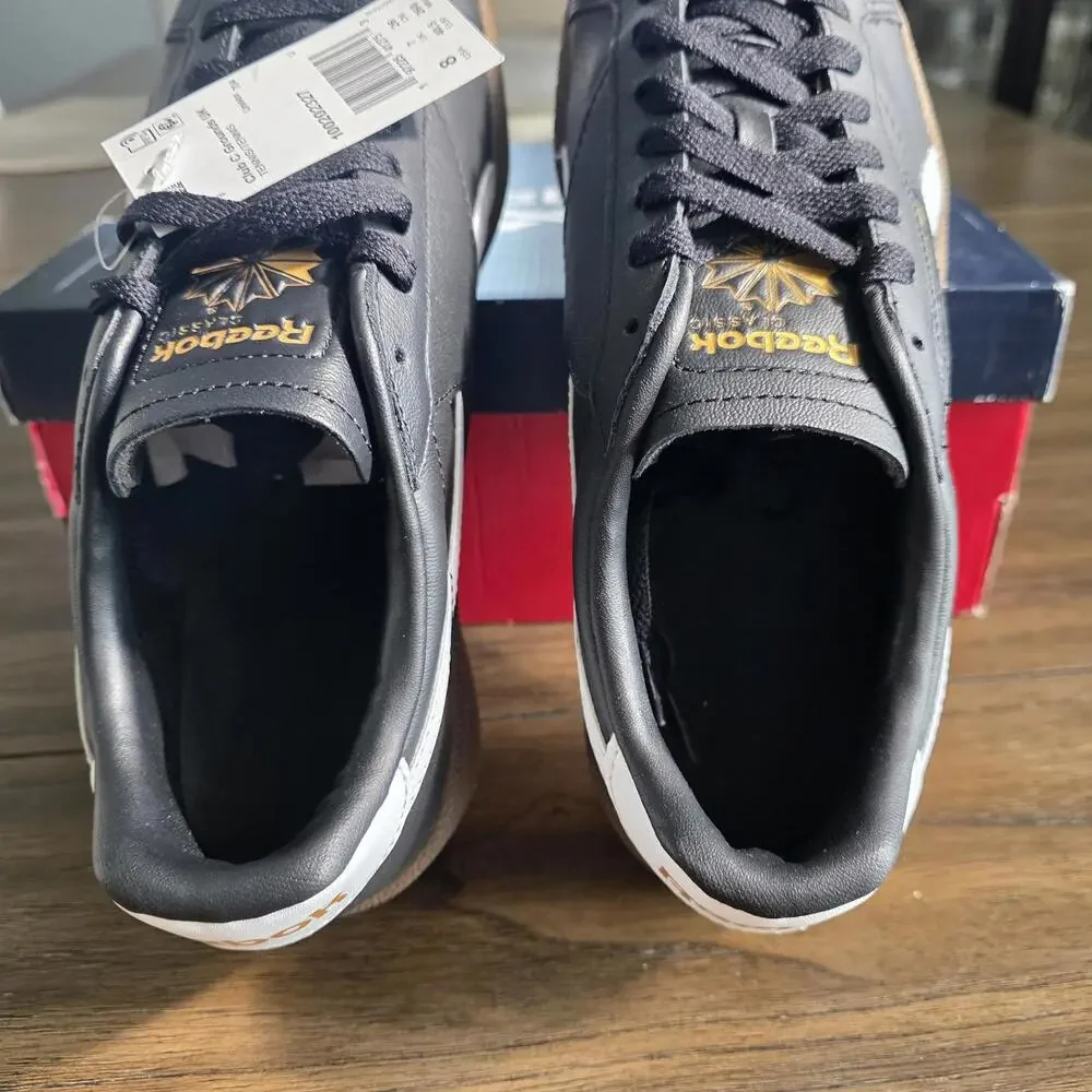 Reebok Club C Grounds UK Black/White 100202327 Men's Size 8 NIB